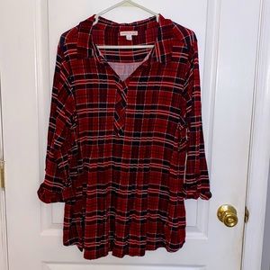 Flowy plaid 1/2 sleeve top like new 2x